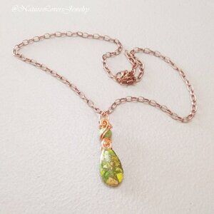 Multi Green Sea Sediment Jasper Pendant Necklace ~ Dainty & Slim ~ One-of-a-Kind